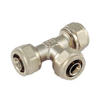 Raccordo a tee 3 dadi per multistrato ø20 acqua a stringere completo di kit