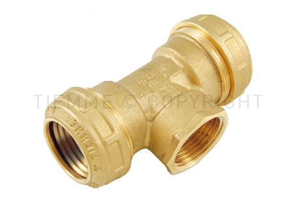 Tiemme - Raccordo A Tee Femmina   1"1/4 ø40 In Ottone Polietilene
