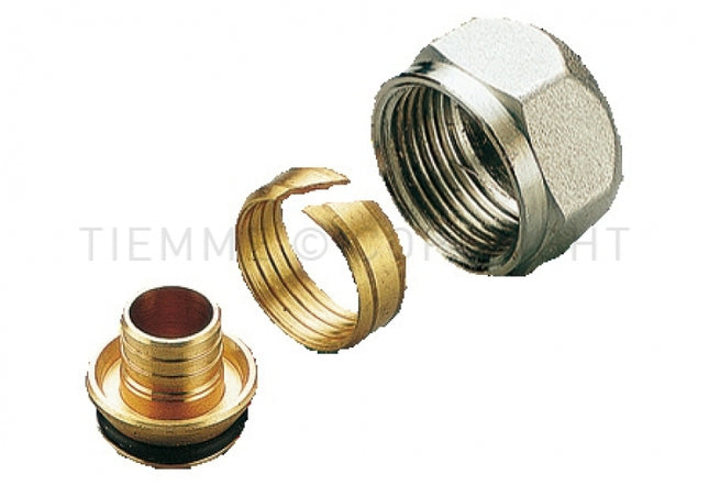 Tiemme - Adattatore 3/4" ø17 sp 2,0 per tubo pex (dado + ogiva + inserto)