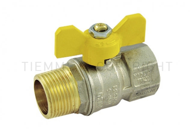 Tiemme - Valvola arresto a sfera gas 3/4" a farfalla maschio-femmina passaggio standard