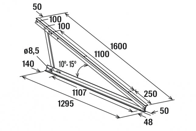 Fischer - Triangolo stfn 10°-15° preassemblato per tetti piani per moduli orientati sia in verticale che in orizzontale