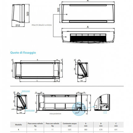 Sabiana - Ventilconvettore a parete con telecomando incluso - Modello: Carisma Fly CVP-T3