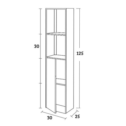 Mobile Colonna Per Composizione Roma Colore Rovere Bianco cm 125×30×25 (codice colore 623)