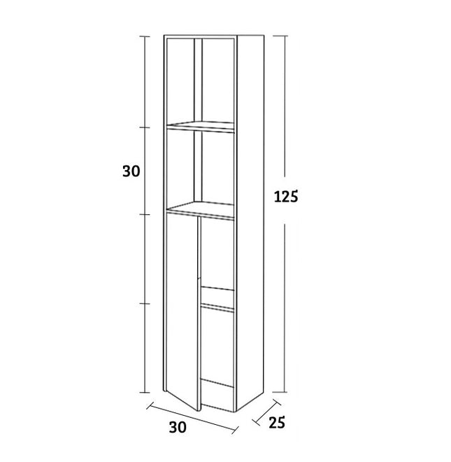 Mobile Colonna Per Composizione Roma Colore Frassinato Bianco cm 125×30×25 (codice colore 800)