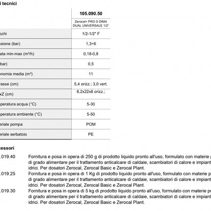 Gel - Dosatore anticalcare anticorrosivo 1/2" salvacaldaia con ricarica 250 grammi in omaggio - Modello: Zerocal Pro
