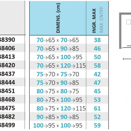 Box doccia due lati reversibile con ante scorrevoli - Misura: 75/80 x 115/120 cm - Altezza: 190 cm - Serie: Acril