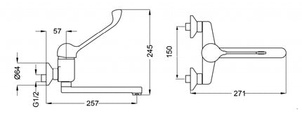 Miscelatore Lavello Gruppo A Muro Con Leva Clinica - Serie: Golf Plus