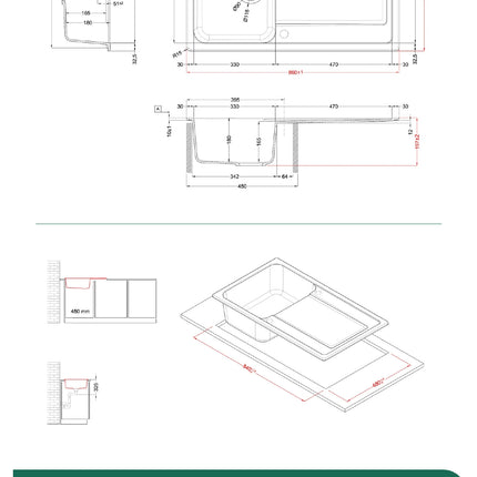 Elleci - Lavello Da Incasso reversibile In Composito Granitek Con Due Vasche + Appoggio - Misura: 86x50 cm - Colore: Nero - Modello: Life