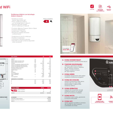 Scaldacqua Elettrico ibrido Ad Accumulo 80 litri - Modello: Lydos Hybrid Wi-Fi
