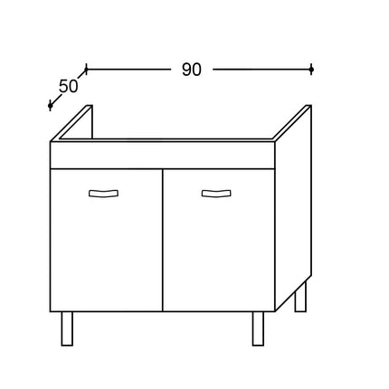 Mobile Sottolavello Cucina Da 90 Cm Solo Per Lavello In Acciaio Inox Da Appoggio - Colore: Teak (Solo Mobile)