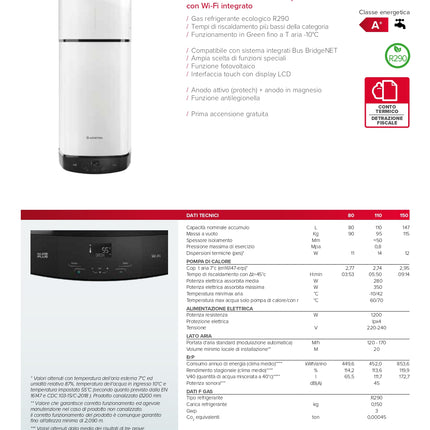 Ariston- Scaldacqua A Pompa Di Calore 150 litri - Modello: Nuosplus S2 Wifi