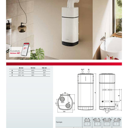 Ariston- Scaldacqua A Pompa Di Calore 150 litri - Modello: Nuosplus S2 Wifi