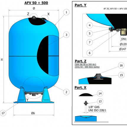 Elbi - Vaso espansione/idrosfera 80 litri a membrana intercambiabile per acqua calda sanitaria