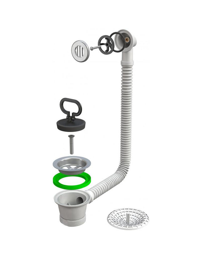 Bonomini - Piletta tradizionale per lavello cucina con troppo pieno con tappo 52 in gomma