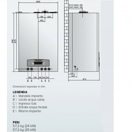 ARISTON - Caldaia Murale A Condensazione 35KW Con Wi-Fi E Con Accumulo Integrato 40 L Senza Kit Fumi - Serie: Clas B One