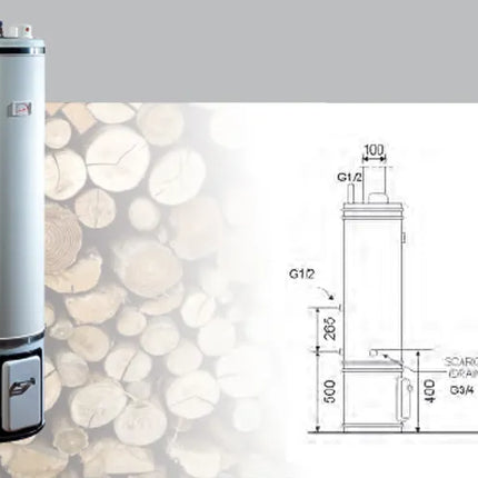 Bandini - Scaldabagno a legna verticale 80 litri ad uso interno - 2 anni di garanzia