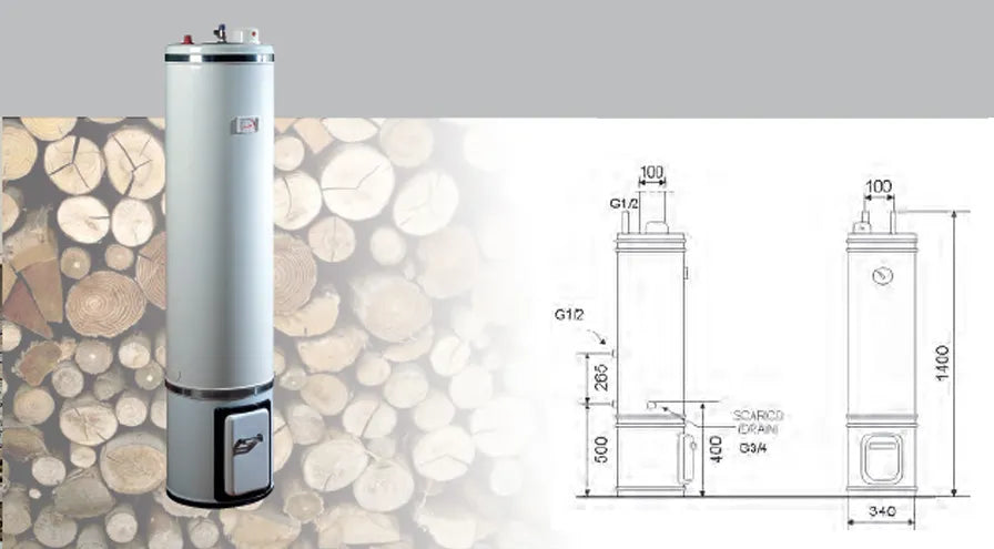 Bandini - Scaldabagno a legna verticale 80 litri ad uso interno - 2 anni di garanzia