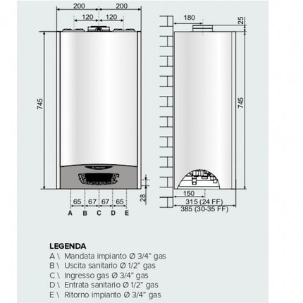 ARISTON - Caldaia Murale A Condensazione 35 kw Con wifi Funzione Auto Senza Kit Fumi E Connetività Di Serie Clas one L Wifi