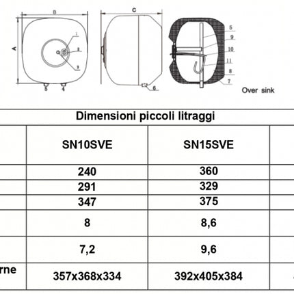 Isea - Scaldabagno elettrico 10 litri sopralavello - Garanzia 2 anni - Modello: Swing