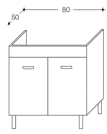 Mobile Sottolavello Cucina Da 80 Cm Solo Per Lavello In Acciaio Inox Da Appoggio - Colore: Teak (Solo Mobile)