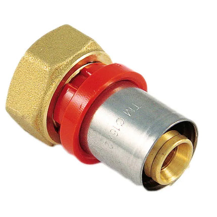 Raccordo Diritto Femmina 1/2" Ø20 Con Girello Con Oring Ad Innesto Multistrato A Pressare