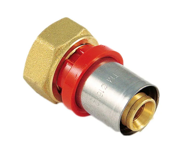 Raccordo Diritto Femmina 1/2" Ø20 Con Girello Con Oring Ad Innesto Multistrato A Pressare
