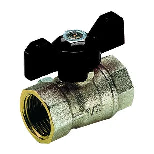 Tiemme - Valvola/Arresto A Sfera Acqua Diritta Femmina/Femmina 3/8" Con Farfalla Nera