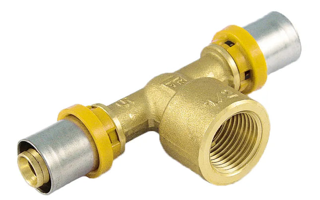 Tiemme - Raccordo A Tee Femmina Centrale 1/2" Ø20 Multistrato A Pressare Gas