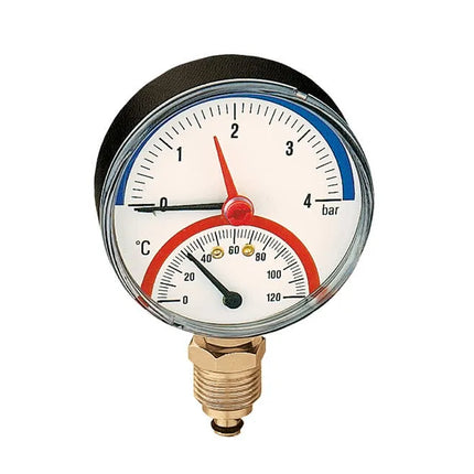 Caleffi - Termomanometro Ø80 Attacco Radiale 1/2" - 0–6 Bar - 0–120°C Art. 503160