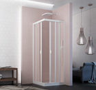 Forte - Box Doccia Vela 80-75 / 80-75 - Scorrevole Apertura Centrale Due Porte - Vetro In Acrilico Opaco - Serie Skipper - Articolo: Bs102