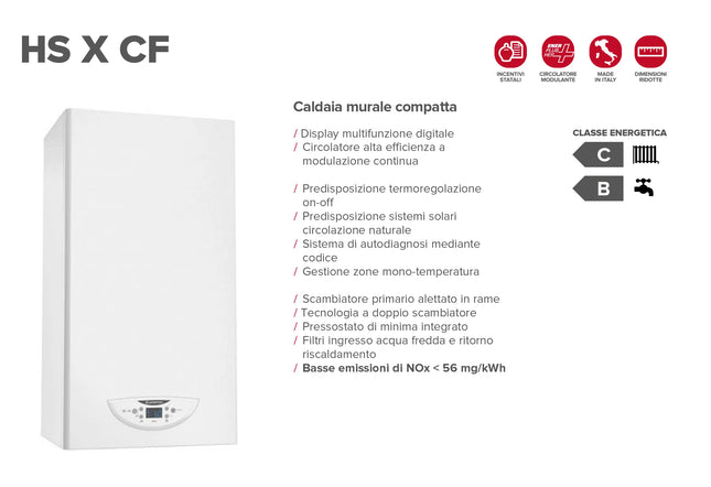 Ariston - HS X CF 24 Caldaia murale da 24 kW a camera aperta alimentata a metano tiraggio naturale - Articolo: 3301317