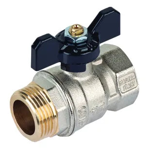 Tiemme - Valvola/Arresto A Sfera Acqua Diritta Maschio/Femmina 3/8" Con Farfalla Nera