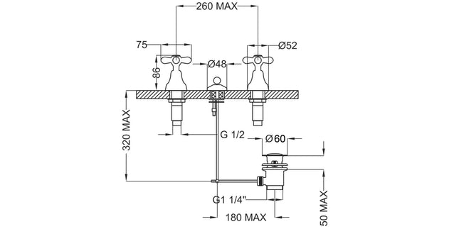 Teorema - Batteria Bidet Tre Fori Senza Canna - Serie: Daisy - Colore: Bronzo - Articolo: 70408Gg0S4