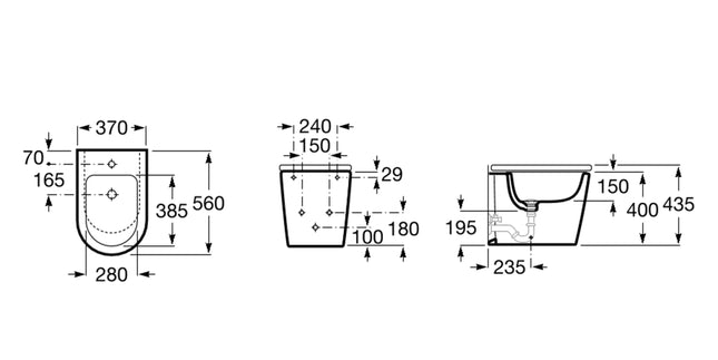 Roca - Bidet Filo Parete Porcellana Bianco - Serie: Inspira (Senza Coprivaso)