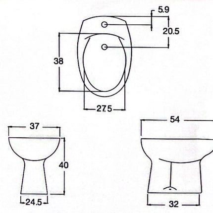 Roca - Bidet a terra in ceramica - Colore: Bianco - Serie: Christina (senza rubinetteria)