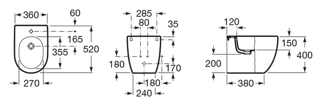 Roca - Bidet Filo Parete Porcellana Bianco - Serie: New Meridian