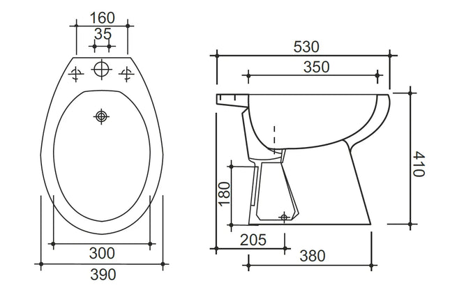 Bidet Serie Fly Champagne In Porcellana