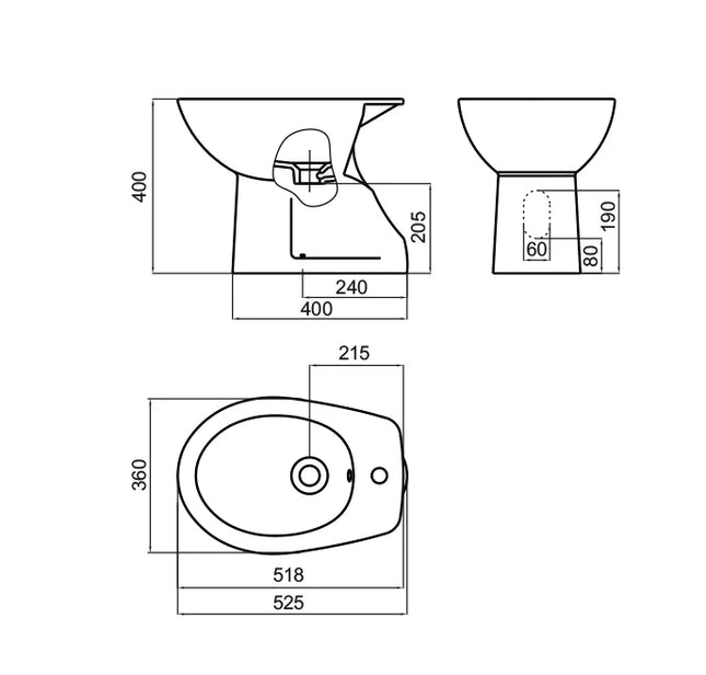 Roca - Bidet in ceramica Bianco - Serie: Fayans Set 1