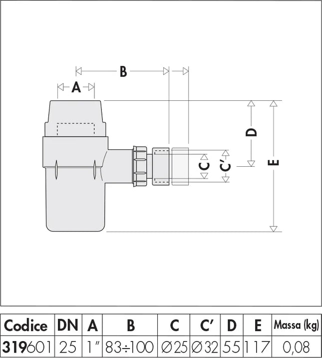 Caleffi - Sifone Di Scarico Per Gruppo Sicurezza Art. 319601