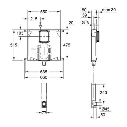 Grohe - Cassetta Ad Incasso Con Canotto Senza Placca - Art.38863