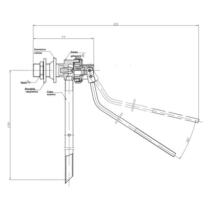 Catis - Galleggiante 3/8" (Senza Sfera) Per Cassetta Alta Porcellana