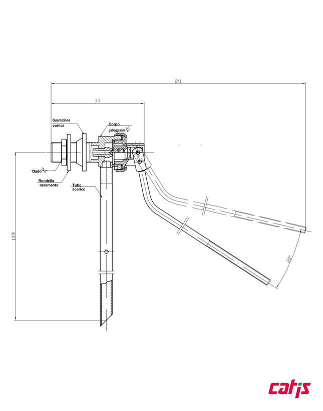 Catis - Galleggiante 3/8" (Senza Sfera) Per Cassetta Alta Porcellana