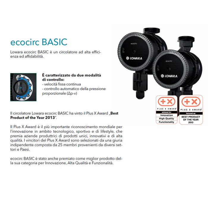 Lowara - Circolatore Inverter Modello "Ecocirc Basic" Ea15-6/130 - Articolo: 605008056