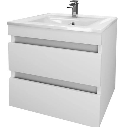 Savinidue - Cloud Composizione Sospesa A 2 Cassettoni Colore Bianco Da L60X47Cm (Compreso Di Lavabo + Lampada + Specchiera. Miscelatore Non Incluso)