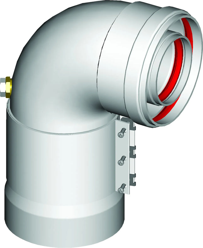 Ati - Curva 90° Coassiale In Alluminio Ø60/100 Con Flangia Per Caldaia Camera Stagna - Modello: Junkers - Bosch
