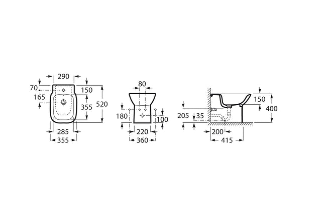 Roca - Bidet Filo Parete Porcellana Bianco - Serie: Debba