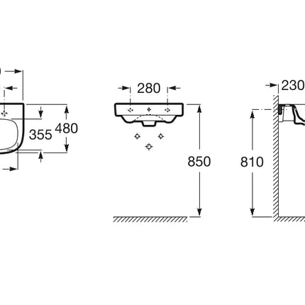 Roca - Lavabo in ceramica Bianco 60x48 cm - Serie: Debba