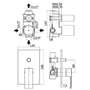Paffoni - Miscelatore Incasso Doccia Con Deviatore Cromato - Serie: Effe