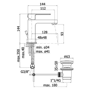 Paffoni - Miscelatore Lavabo Cromato Con Piletta A Saltello 11/4" - Serie: Effe