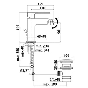 Paffoni - Miscelatore Bidet Cromato Con Piletta A Saltello 11/4" - Serie: Effe